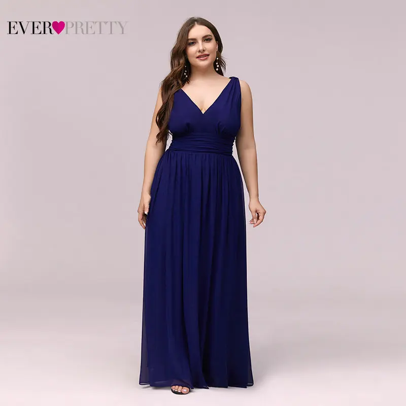 Ever Pretty Plus Size Evening Dresses Long Elegant V-neck Chiffon A-line Sleeveless Sexy Burgundy Party Dress Robe Soiree 2021 | Свадьбы и