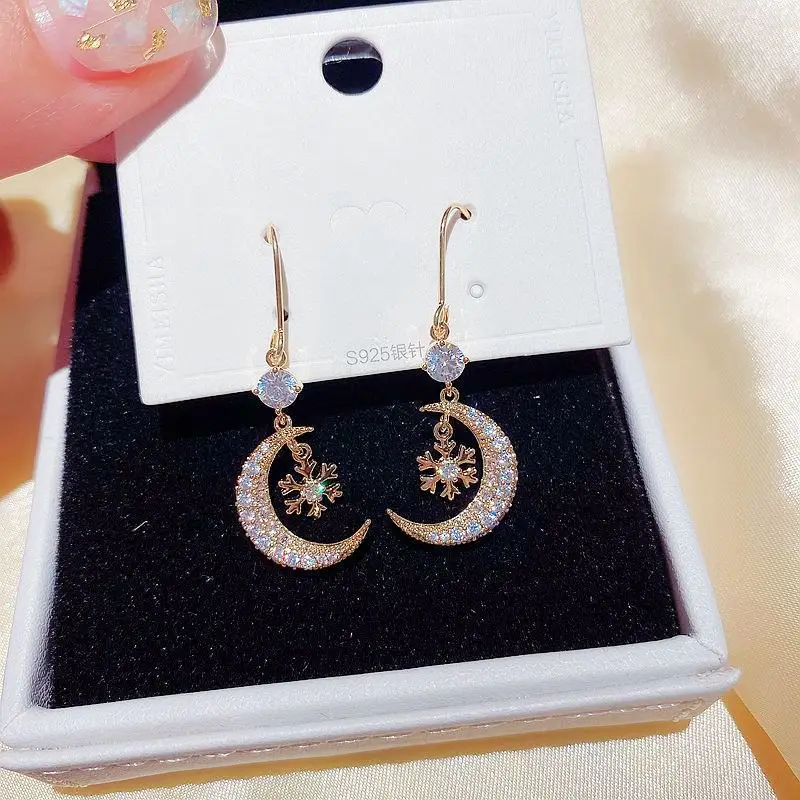 Высококачественные микро проложенные кубический циркон Снежинка Луна Висячие