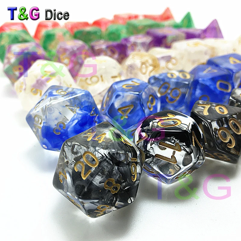 New Dice Polyhedral Nebula Blue w White Set of 7 for DnD Game plus POUCH BAG d4 d6 d8 d10 d12 d20 dice set Gift Toy|new ring settings|new born baby