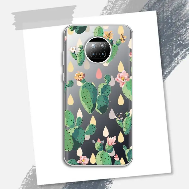

Cute plant cactus cortoon Phone Case Transparent for Xiaomi Redmi note 10 t 8 9 pro lite 11