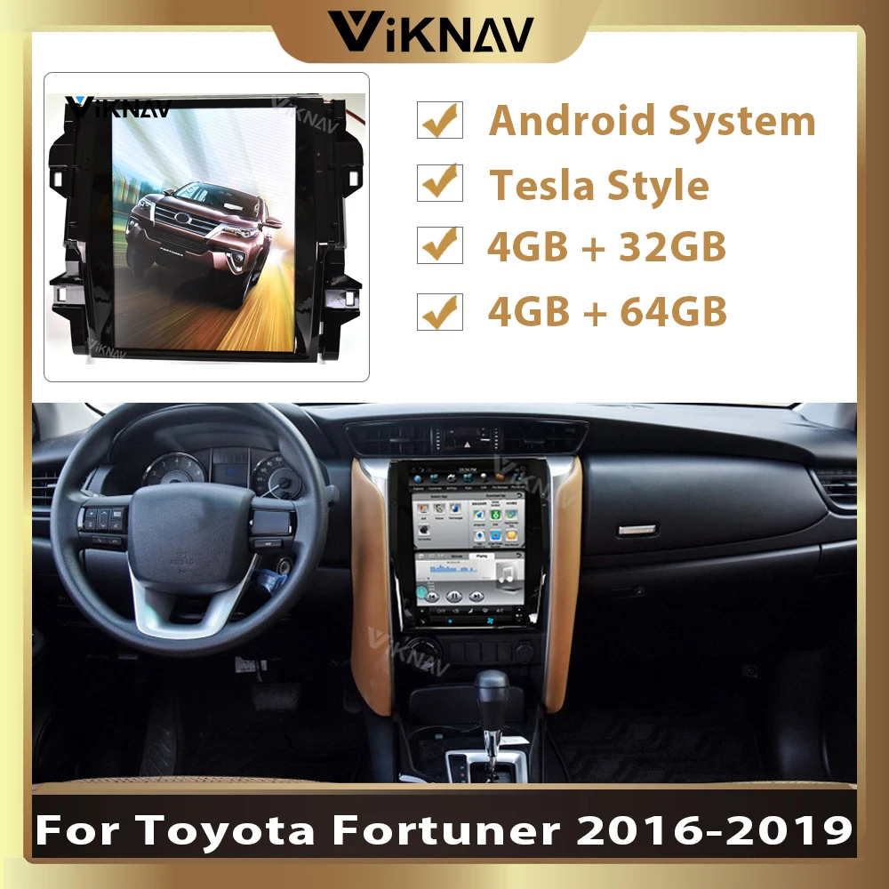 

Автомагнитола для Toyota Fortuner 2016-2019, с вертикальным экраном, GPS, навигацией, DVD-плеером, mp3-плеером, Android
