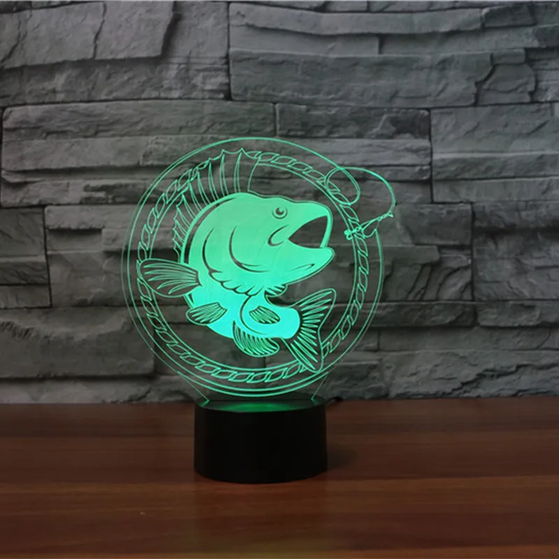 

Fishing LED RGB Night Light 7 Color Change Desk Light Action Figure PVC Kids Toys Brinquedos Christmas Gift