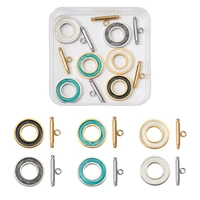 6 sets enamel 304 stainless steel ring toggle clasps ot link connectors for diy bracelet necklace jewelry making findings