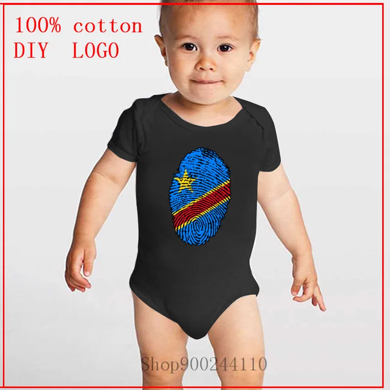 

Конго флаг отпечатков пальцев с принтом боди для малышей летний для новорожденных футболка с короткими рукавами на каждый день Детский кос...