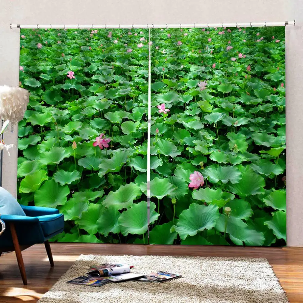 HD картина лотос лист пруд цветок растение большая оконная занавеска для гостиной
