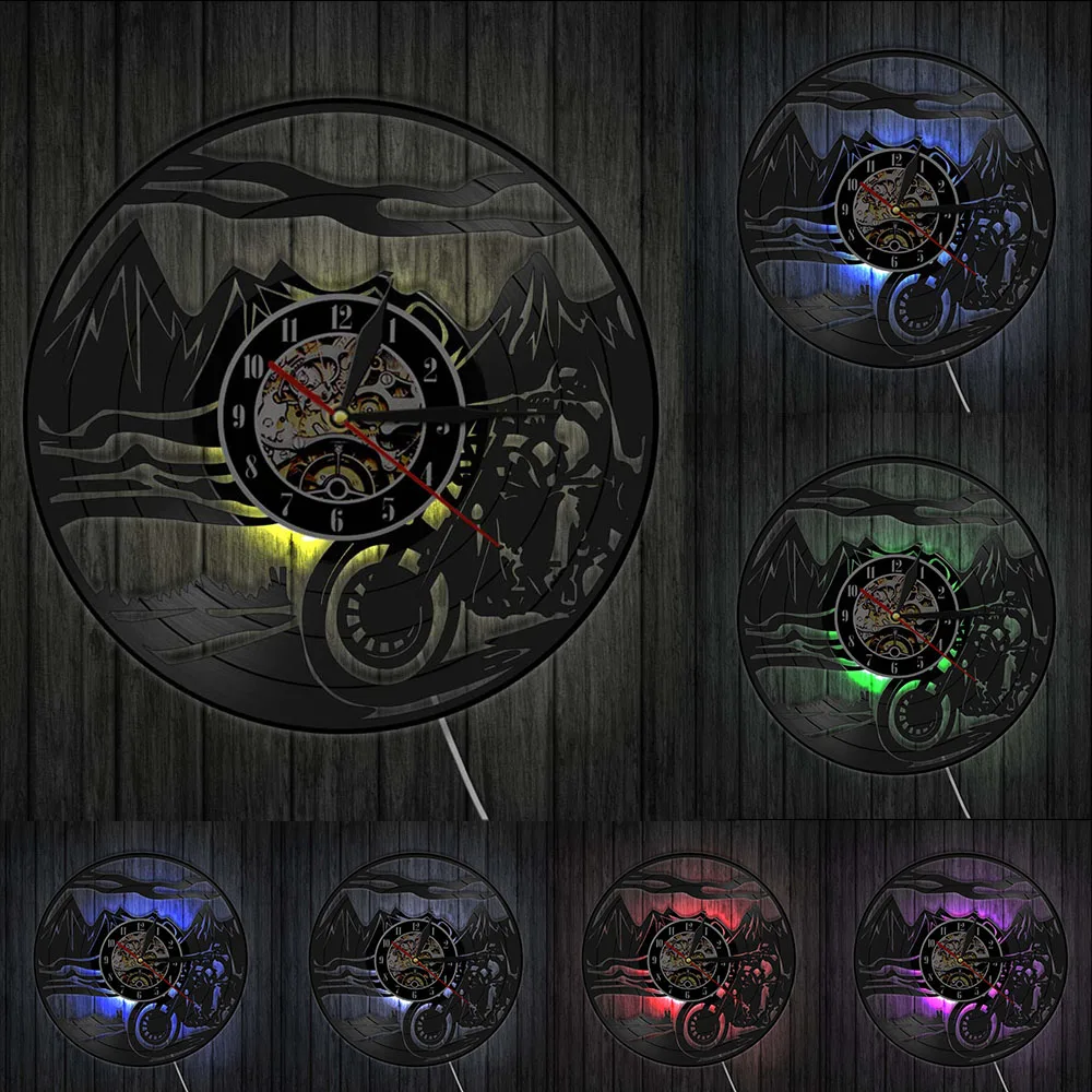 Настенные часы с виниловой пластиной для мотокросса мальчиков и комнат домашний