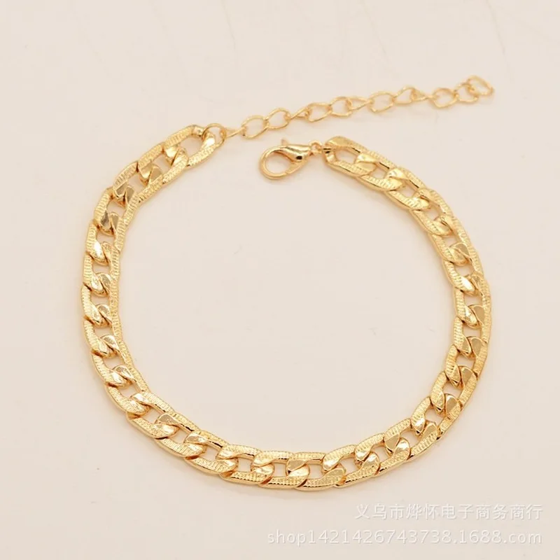 Винтажные золотые браслеты на щиколотке с Кубой для женщин и мужчин модные