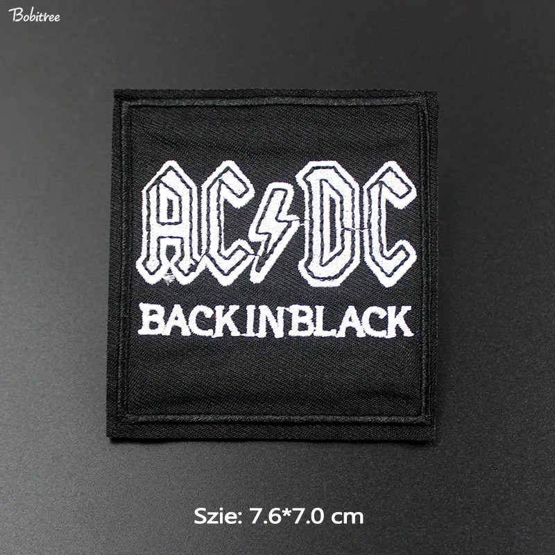 Черный ACDC рок металлический ремешок гладильные Патчи Вышивка полоски на одежде значки аппликации Обрезанные наклейки DIY аксессуары - Цвет: 1 pcs