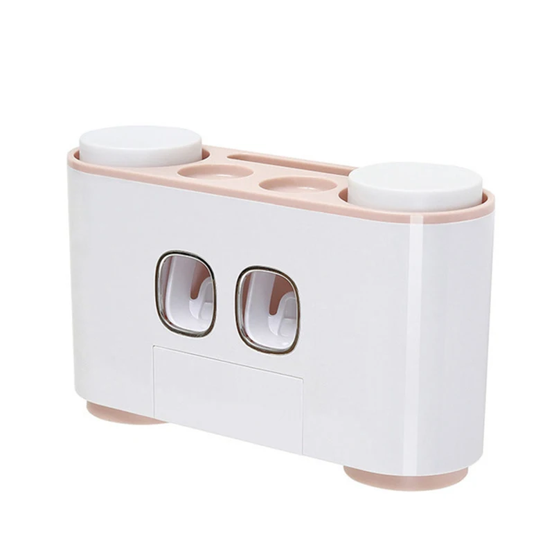

Wall Mount Toothpaste Squeezer Automatic Toothpaste Dispenser Toothbrush Holder Bathroom Accessories Storage Rack with 4 Cups