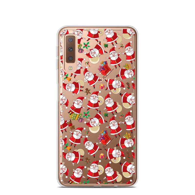 Мультяшный Рождественский чехол для samsung Galaxy A10 A30 A50 A70 A80 Санта Клаус мягкий чехол TPU для samsung A6 A7 A8 Plus A9