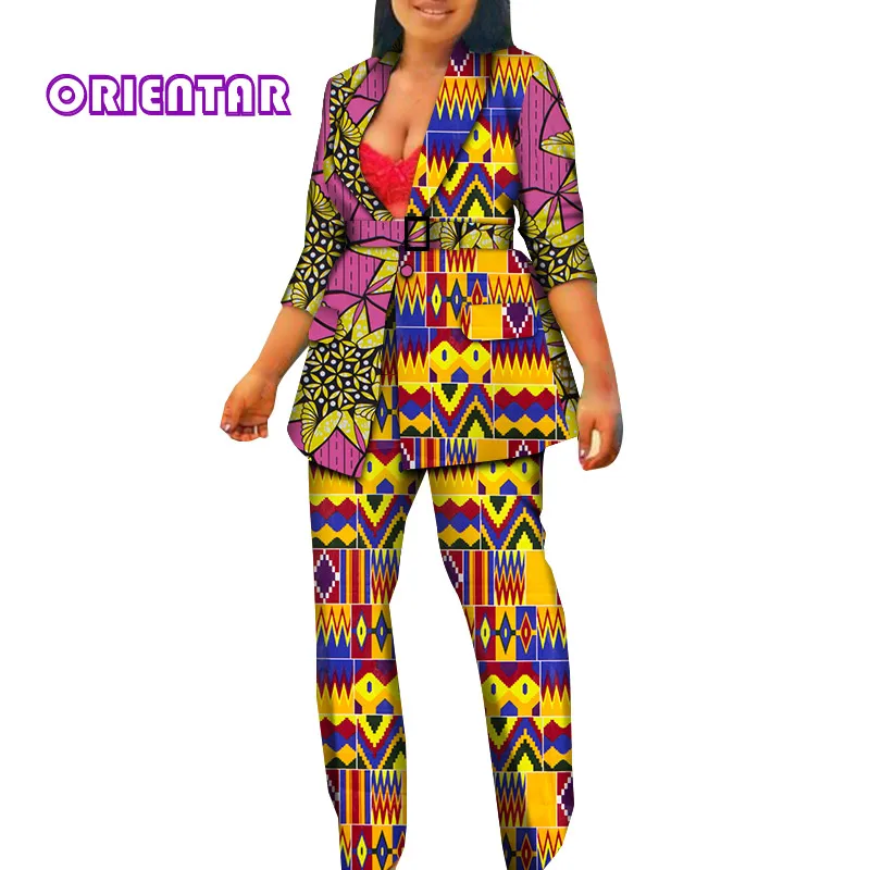 2 Pieces Sets African Top and Pants Women Suits African Print Bazin Riche Women Cotton African Style Clothing Plus Size WY6670