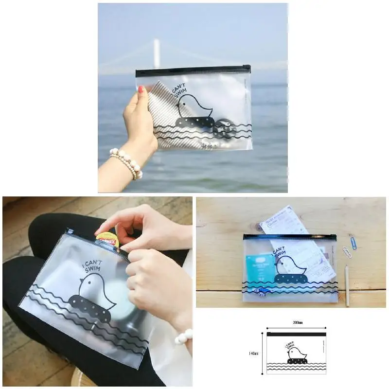 

Cute Chicken Pattern Clear Pen Holder Cosmetic Storage Pencil Case Makeup Bags HK3