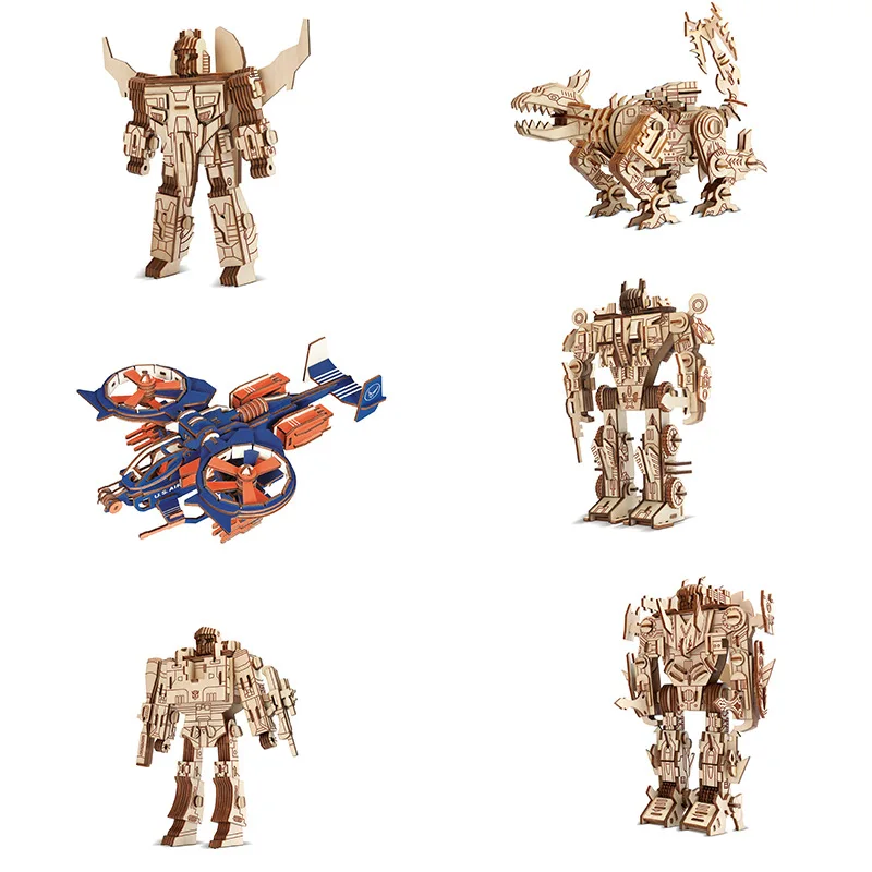

Laser Cutting DIY WoodCraft Assembly Wooden Building Blocks 3D Robot Science Series Hobbies Toy Kids Adult gundam