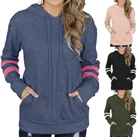 contrast color striped hoodie women long sleeve loose sweatshirt oversized poleron 2021 simple kangaroo pocket hoodie hip hop
