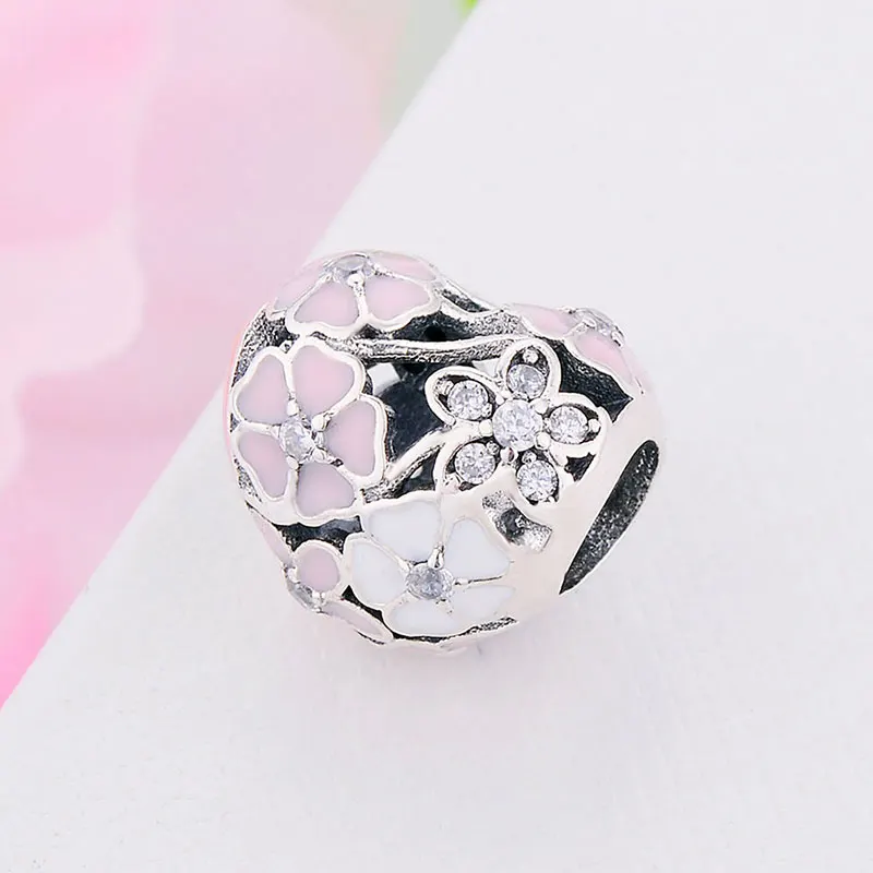 Розовый эмалированный цветок вишневого цвета бусина подходит для оригинального