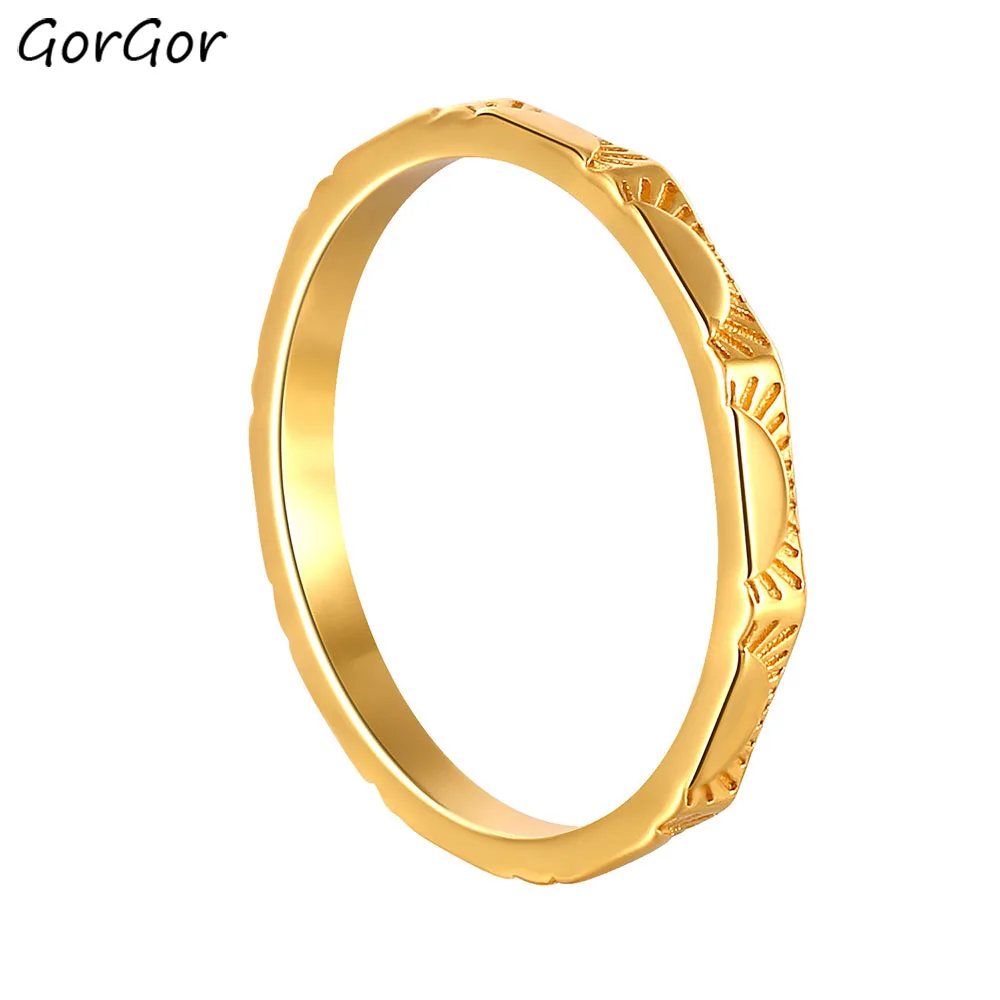 

GorGor Rings Unisex 925 Sterling Pattern Sun Seal A Circle Creative Simplicity Wedding Bands Fashion Party Jewelry 60101120110