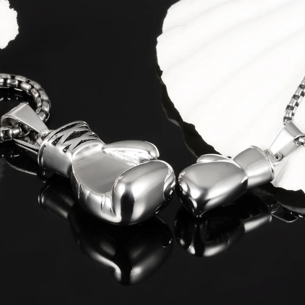 JHSL Men Statement Boxing Glove Necklace Pendants Stainless Steel Black Gold Color Sports Fashion Jewelry Dropship GX1018 | Украшения и