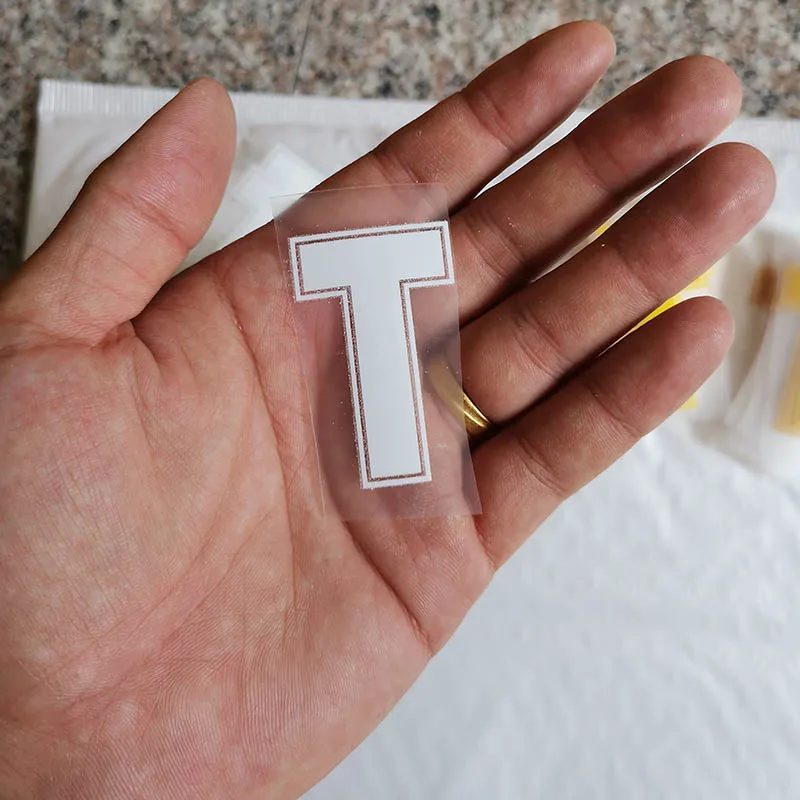 T 5 см белый цвет буквы A-Z термонаклейки название Спортивная тканевая наклейка Горячая теплопередача DIY термоклейкие для одежды сумка обувь - Цвет: T
