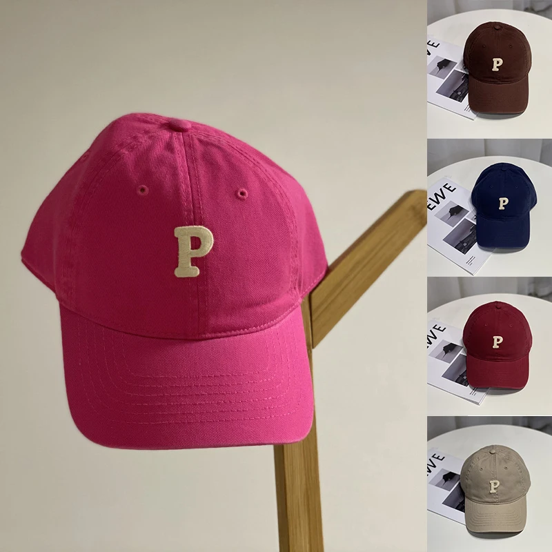 

Large Letter P Soft Top Cap Female Ins Net Red Fashion Casual Baseball Cap Wholesale Summer Shade Hat Embroidery Hip Hop Cap