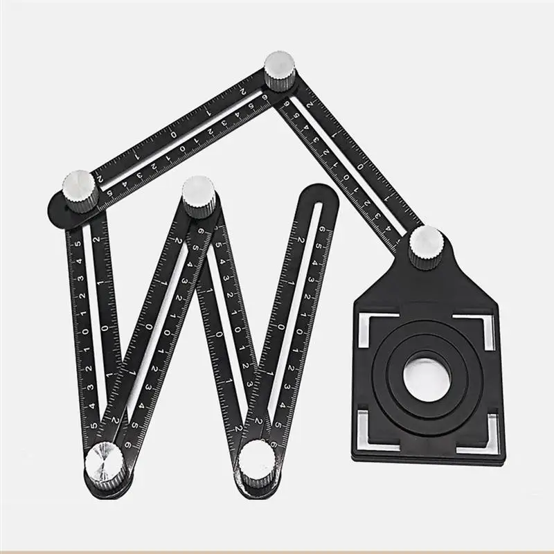 

Hole Locator Multi Angle Measuring Ruler Protractor Adjustable 6-sides Ruler Floor Tile Glass Woodworking Universal Puncher Tool