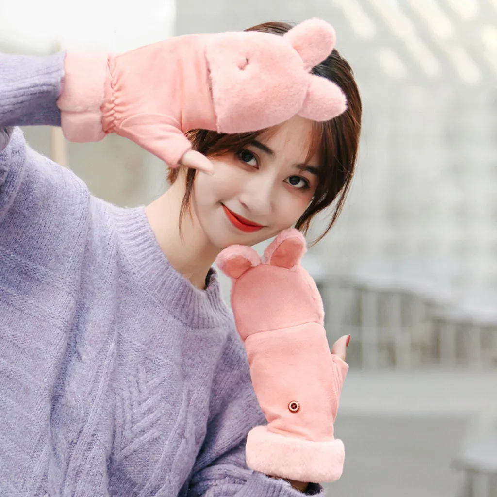 2019 женские перчатки для девочек милые пушистые плюшевые с медвежонком и когтями