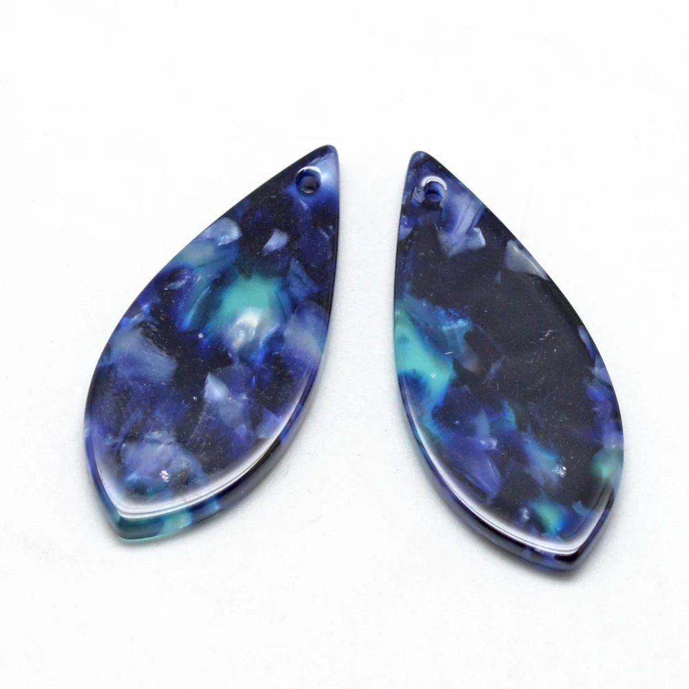 

5 шт., ацетат целлюлозы (смола), подвески в форме слезы, SlateBlue, 36,5x15,5x2,5 мм, отверстие: 1,5 мм