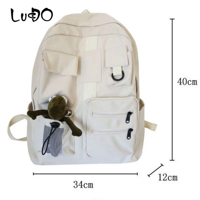 

Women Backpack Teenage Green Soft Multi-pocket Design Campus Student Book Bags for School Teen Canvas Bag Girls School Bags Bi