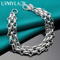 urmylady 925 sterling silver lnterlocking circle chain bracelet for women fashion wedding engagement party charm jewelry
