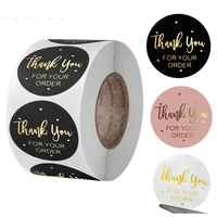 foil round thank you for your order sticker heart shopping small handmade kraft label