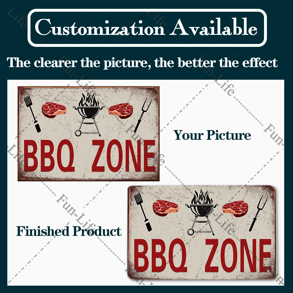 BBQ Warning Metal Tin Sign Oven Vintage Wall Decor Plaque Painting Barbecue Shop Restaurant Craft Pub Home Decor 20x30CM images - 6