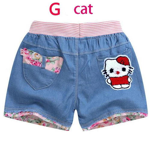 G cat Джинсы для девочек; укороченные штаны; Повседневные детские джинсовые шорты; джинсы с узором в виде двух сердечек для маленьких девочек; джинсы для девочек - Цвет: G cat