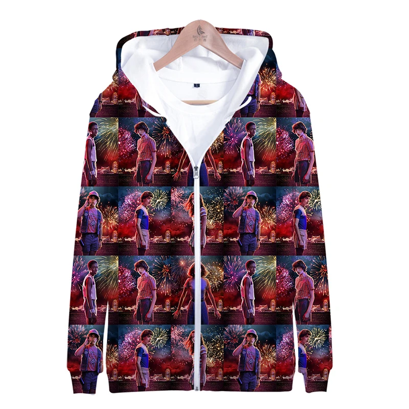 

Outwear Herfst Mode Casual Stranger Dingen Mannen/Vrouwen 3D Rits Hoodies Jassen Leisure Lange Mouwen Harajuku Hoodies Casual