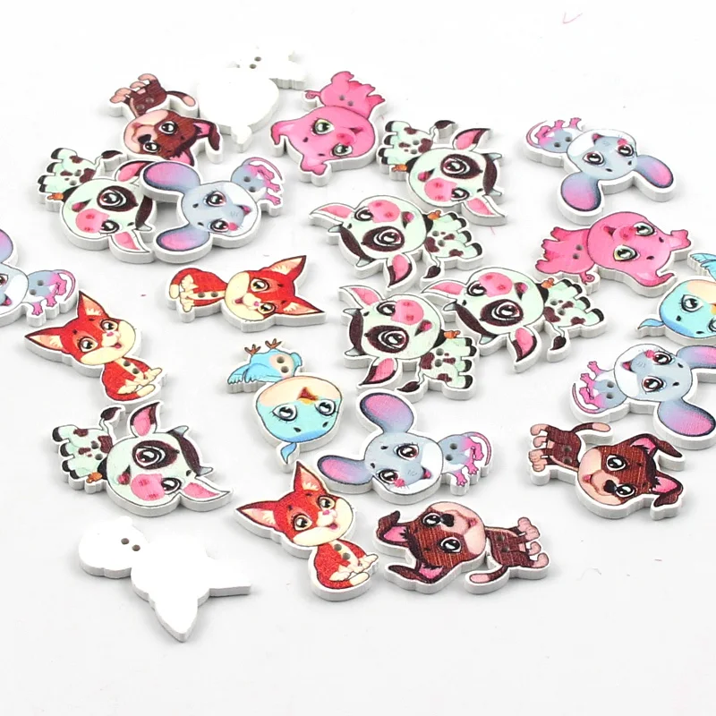 50 шт. деревянные пуговицы с двумя отверстиями|Пуговицы| |