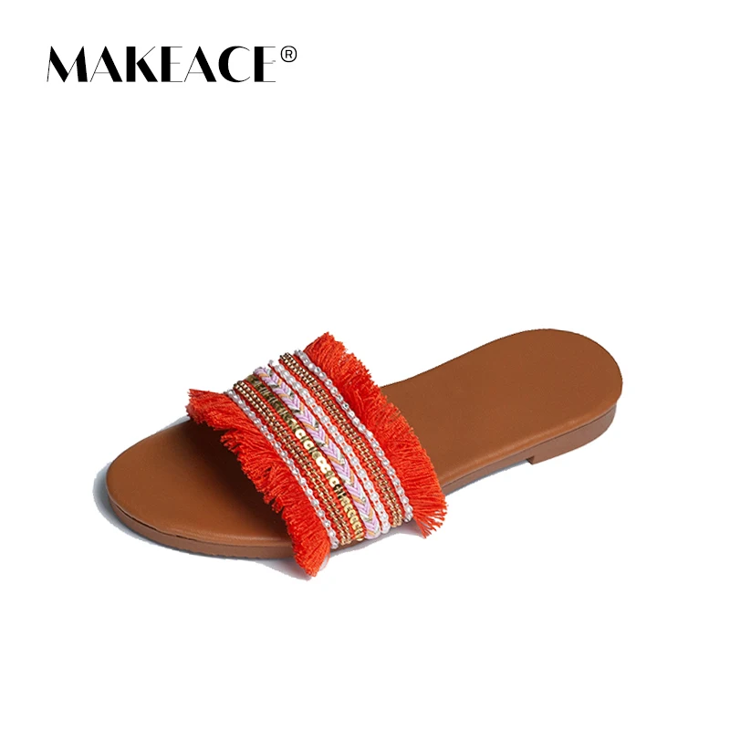 

Шлепанцы женские с бахромой, римские сандалии, плоская подошва, Повседневная Удобная обувь, лето 2021