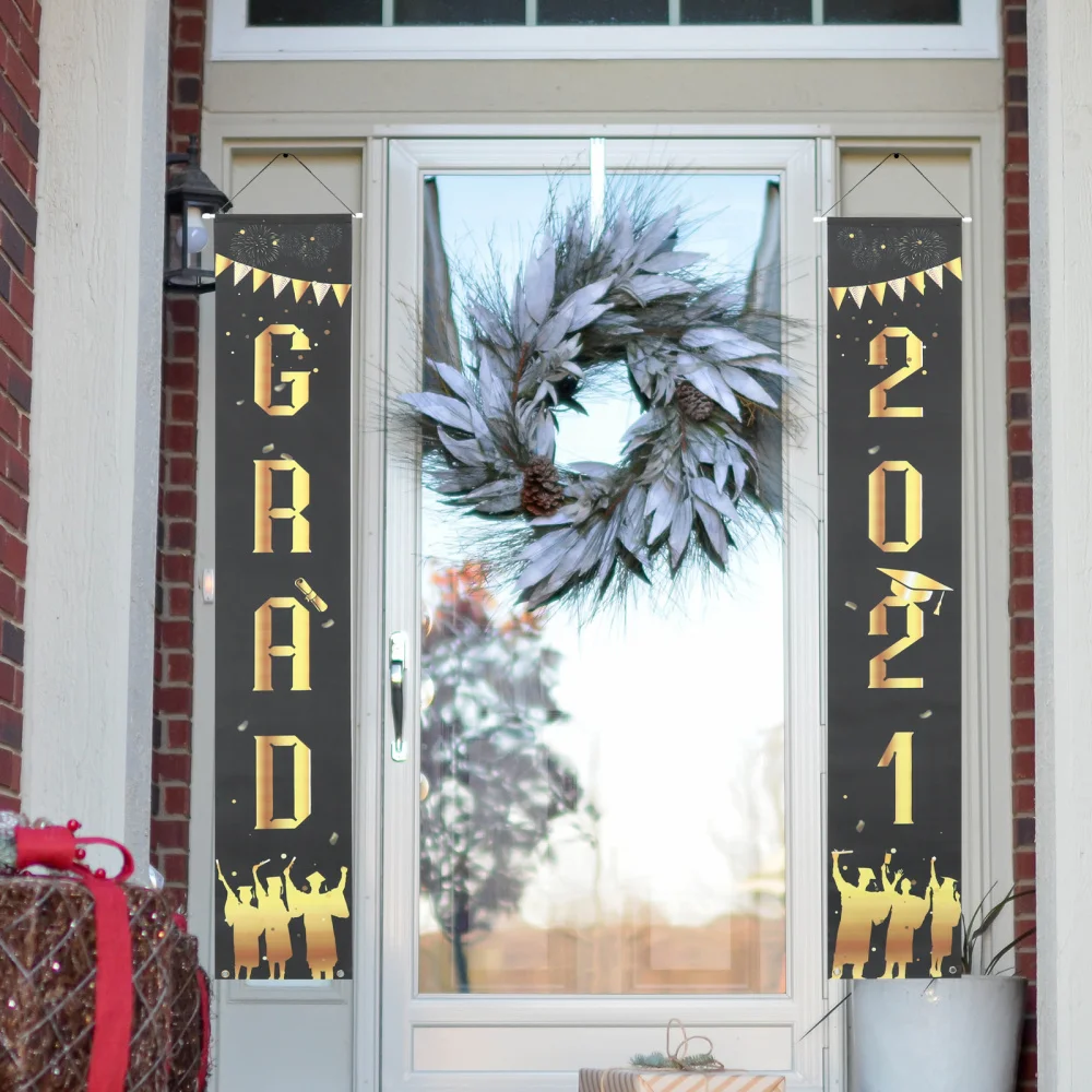 

2pcs Grad Elements Design Couplets Door Curtain Graduation Party Decorations