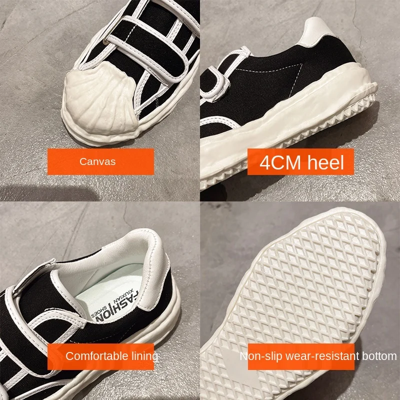 

2021 New Women's Vulcanized Shoes Personality Fashion Thick-soled Sneakers Canvas Shoes Hip-hop Shoes Women