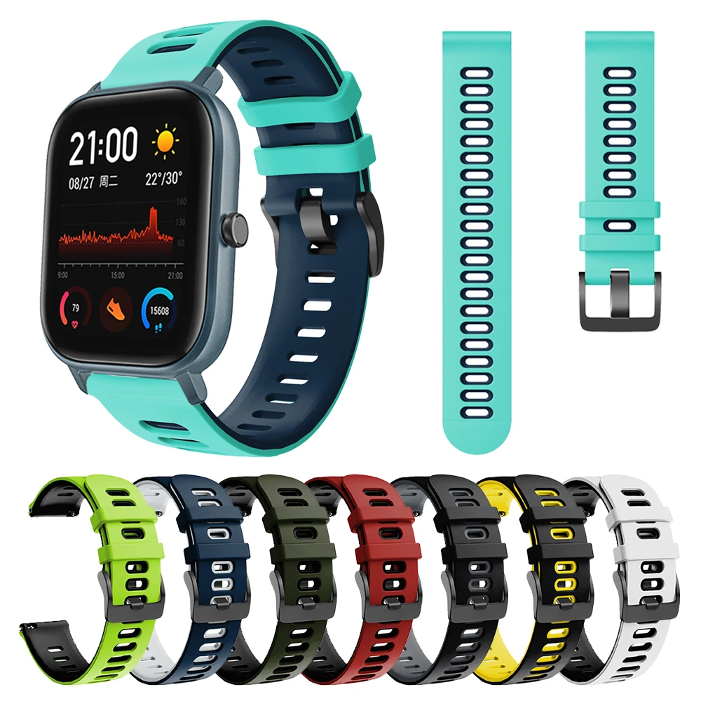 

Красочные Силиконовый ремешок для смарт-браслета Amazfit GTS / Bip ремешок спортивный ремешок для наручных часов COLMI P8 LAND 1 Аксессуары для смарт-бра...