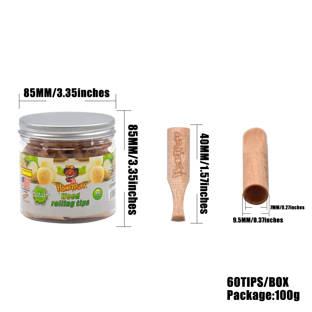 Наконечники для фильтров HONEYPUFF Rolling Wood с сахарным вкусом 40 мм деревянные