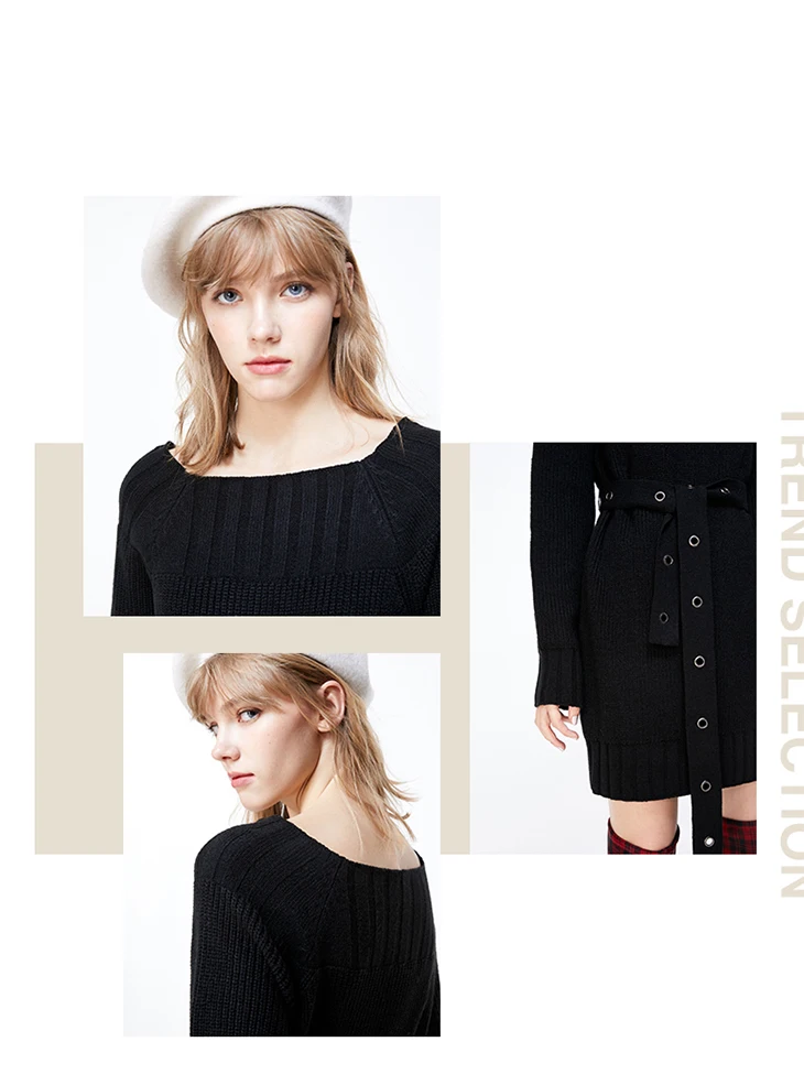 ONLY Autumn Winter Women's Loose Fit Cinched Waist Knit Dress | 119346523