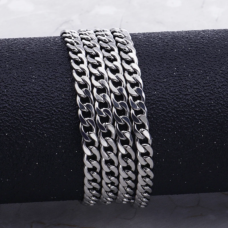 

2/3/4mm Width Wholesale Curb Stainless Steel Open Chains Lot For Necklace Bracelet Jewelry DIY Manual Making