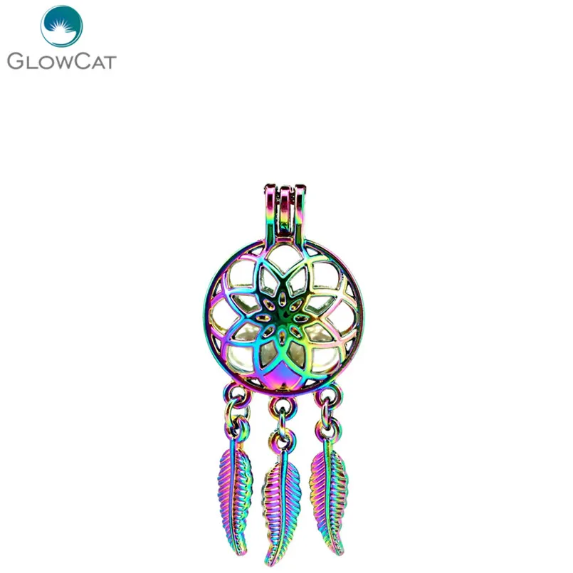 C888 5 шт./лот Rainbow Beaty Ловец снов Дерево оставляет круглый шар лист клетка жемчуг