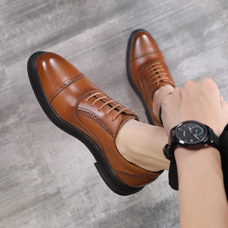 Новинка сезон осень Мужские модельные туфли с перфорацией типа броги роскошные
