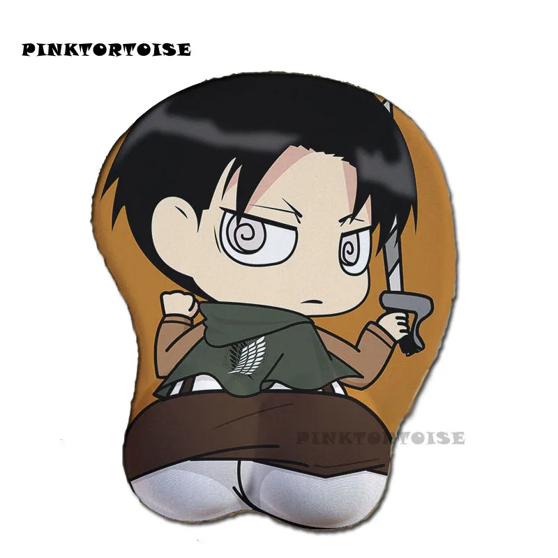 PINKTORTOISE Anime Attack on Titan Levi·Ackerman 3D Hip Mouse Pad 3D Soft Chest Mouse Pad Mat Wrist Rest  - buy with discount