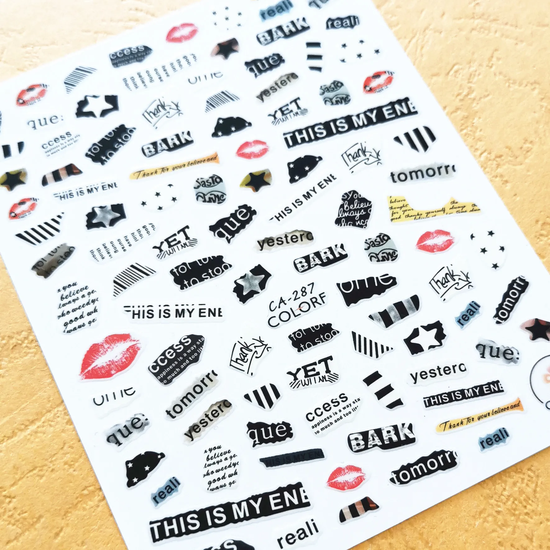 

Newest Black Letter Design 3D Self Adhesive Decal Slider DIY Decorations Wraps Nail Stickers CA 287
