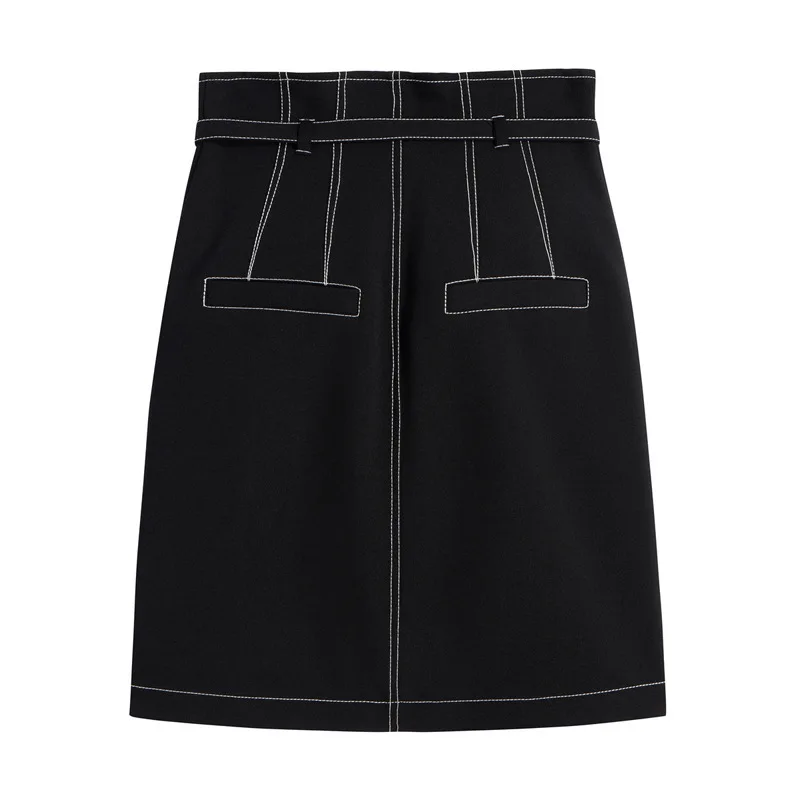 

Skirts Womens 2021 Summer New Women's Clothing Contrast Color Series Line Button Black High Waist Skirt 121230c6146