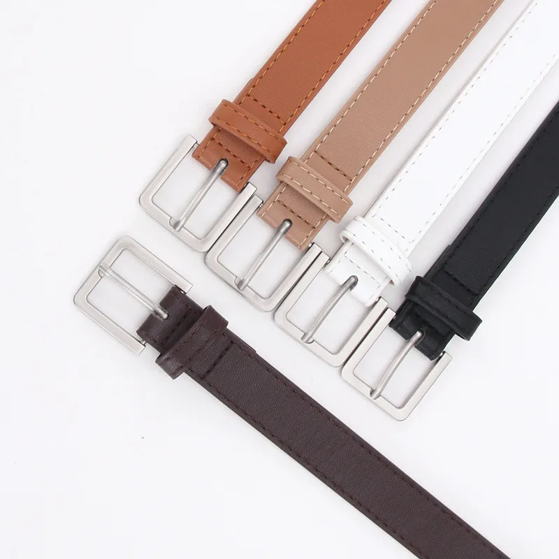 

105cm*2.4cm 5 Colors PU Belt Women Square Metal Buckle Fashion Waistband Female Waist Strap Lady Band