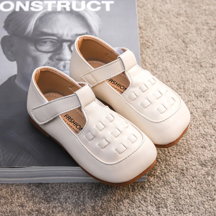

Fashion Square Toe Soft Bottom School Leather Shoes 2021 Plaid Mary Jane Shoes Kids Weave PU Leather Baby Girl Kid Shoes