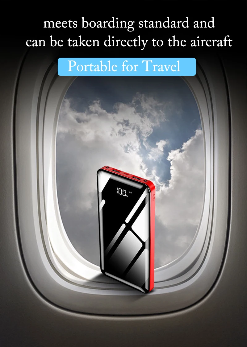 Ultra-thin Power bank 20000mAhPortable Charging 20000 mAh USB PoverBank External Battery Charger For Xiaomi Mi 9 8 iPhone