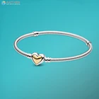 Браслет из серебра 925 пробы с застежкой в виде Золотого сердца