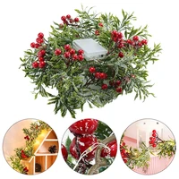 christmas wreath with led light new year 2022 red berries garland hanging decoration christmas decorations for home